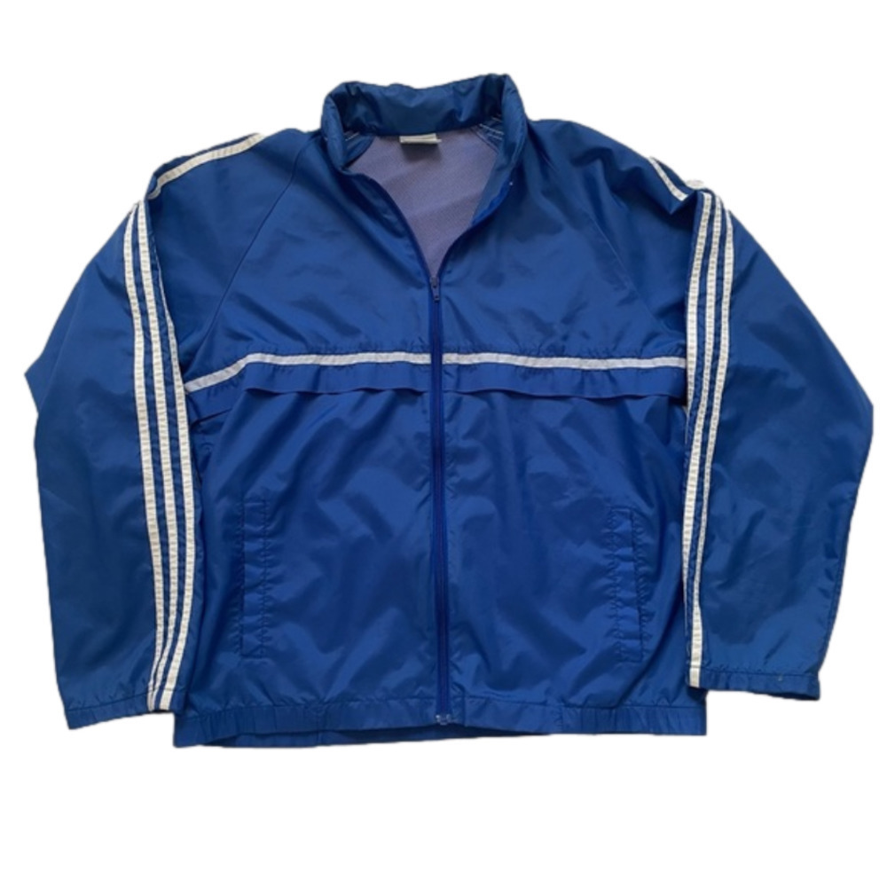 RARE 70s Adidas Vintage Three Stripe Windbreaker Streetwear Sport Jacket Coat